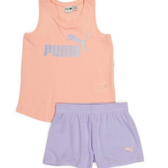 PUMA 2 PIECE MESH SHORTS SET TANK‎ TOP AND SHORTS - Picture 1 of 2